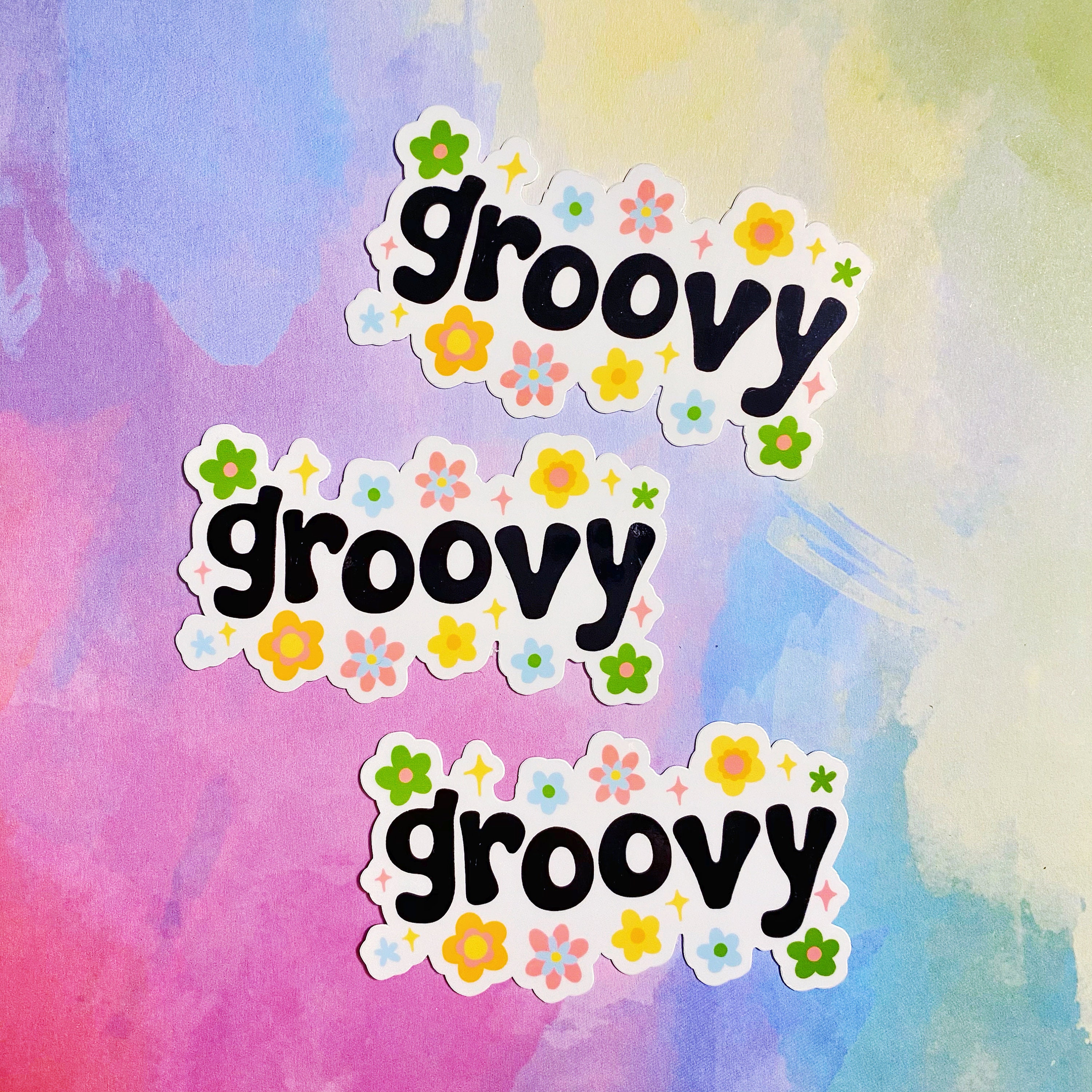Colorful Floral Retro Groovy Sticker Rainbow Die Cut | Etsy