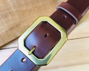 Natural leather belt