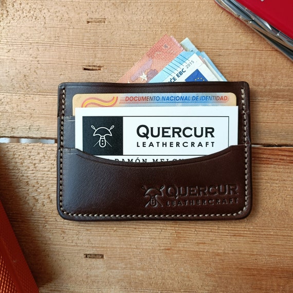 Leather Card Holder, Minimalist leather wallet for men, Custom initials, Slim Card Wallet