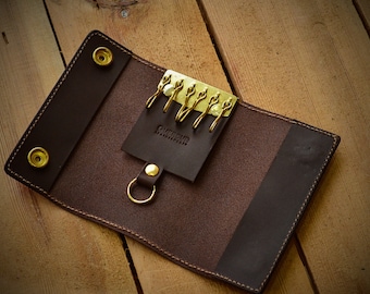 Key Holder - Dark brown leather