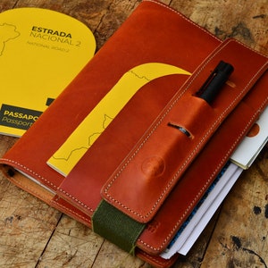 Organisateur de carnet de voyage en cuir -Carnet A5 / porte-carte d’embarquement passeport en cuir / organisateur de voyage en cuir