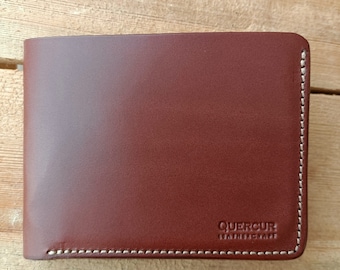 Personalized leather wallet, leather wallet for men, bifold wallet, minimalist leather wallet medium brown