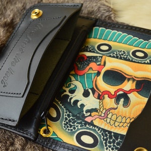 Biker Wallet - Alexander Henry skull fabric lining