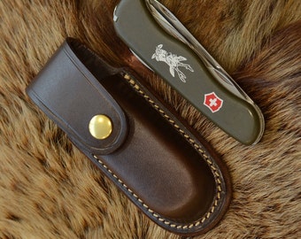 Fodero in pelle per Victorinox 111mm, Buck 110, altro - stampato in pelle pieno fiore - Forester, outrider, workchamp, trailmaster, Hunter