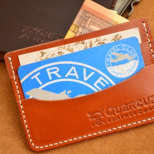 Leather Card Holder, Minimalist leather wallet for men, Custom initials, Slim Card Wallet