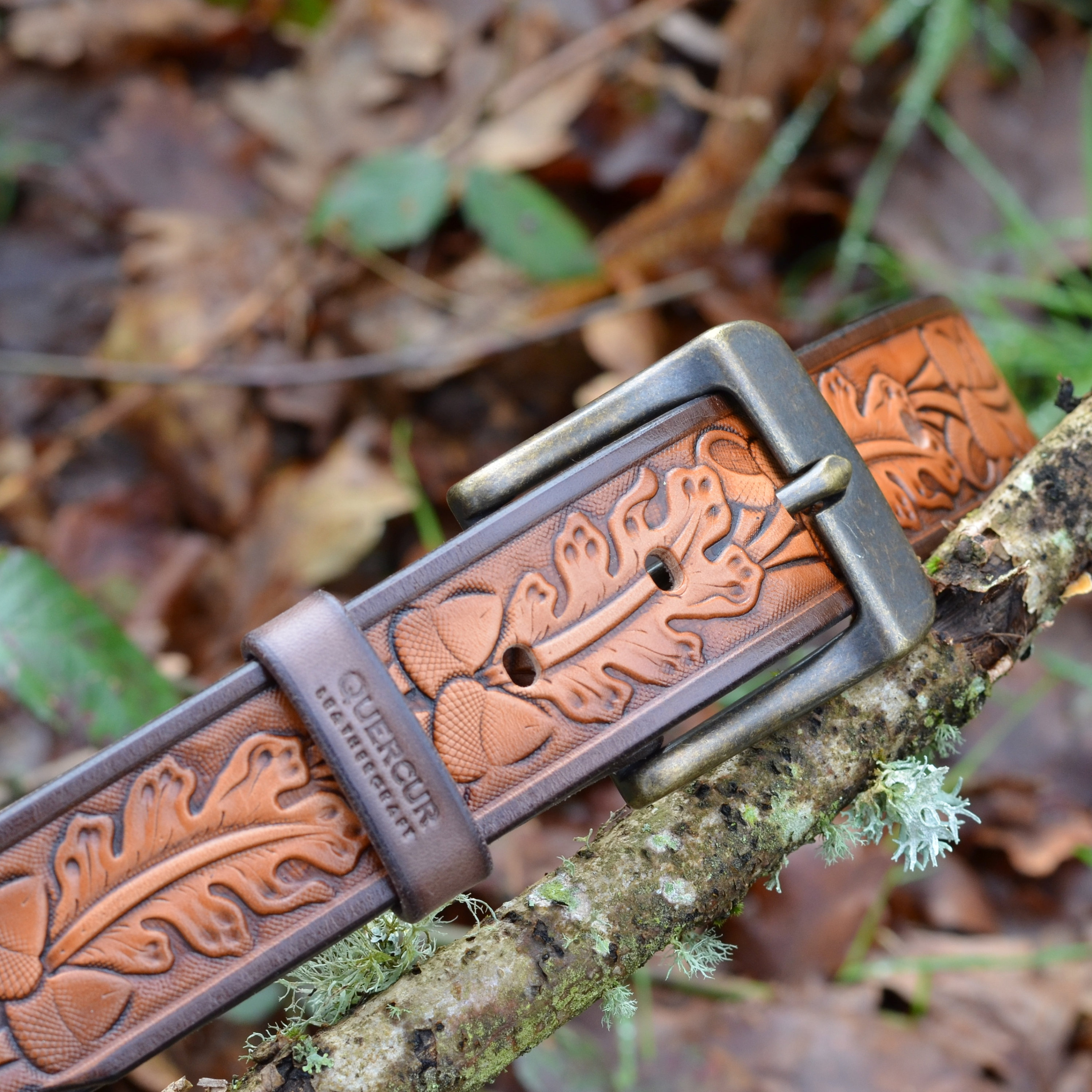 Chic Brown Belt with Natural Wooden Buckle Chocolate Brown Ranger Belt 1-1/2 w/Antique Nickel Buckle  main image 2