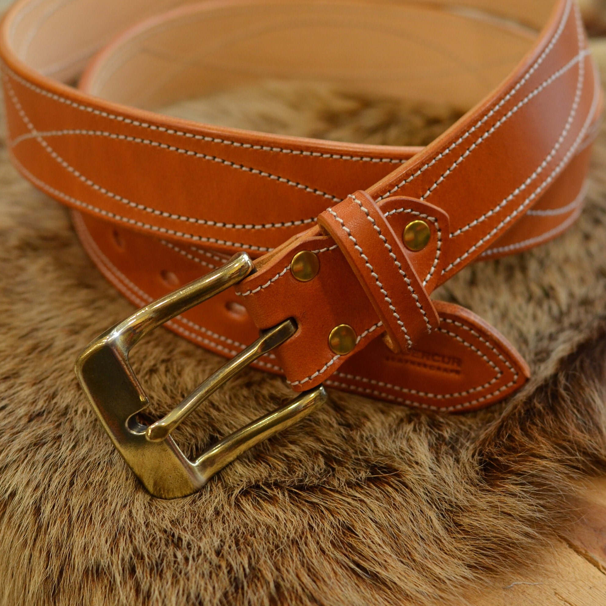 Belt With Spanish Decorative Stitching -light Brown - Etsy