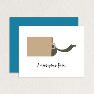 Carte imprimable tu me manques / carte longue distance / ton visage me manque / chat dans le sac / carte de voeux imprimable A2 / tu me manques drôle / carte de chat