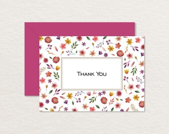 Printable Thank You Card 4 bar / Watercolor Floral / Printable Wedding Card / Thank You Flowers