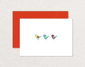 Printable Note Card / Bird Thank You Card / Bird Stationery / Three Birds 4 Bar