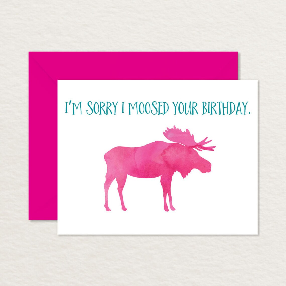 Printable Birthday Card A2 / Belated Birthday Card / Watercolor Moose ...