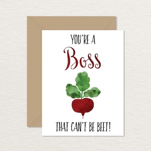 Funny Card for Boss / Printable Boss Card / Boss Appreciation / You&#39;re a Boss that Can&#39;t be Beet / Card for Supervisor / Vegetable Pun Card