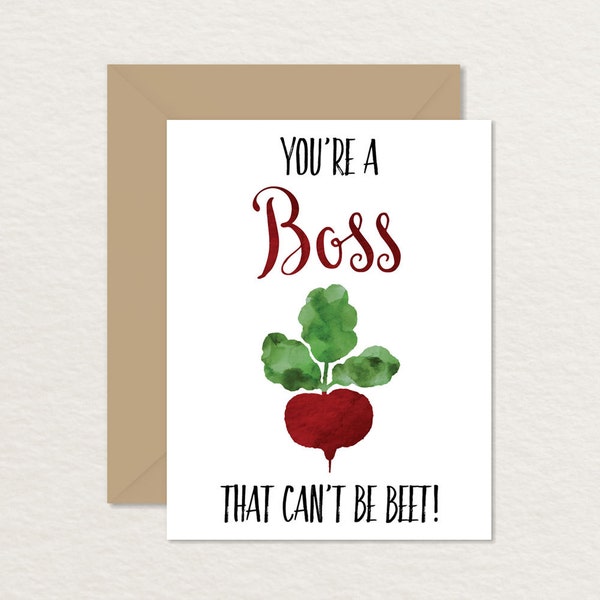 Funny Card for Boss / Printable Boss Card / Boss Appreciation / You're a Boss that Can't be Beet / Card for Supervisor / Vegetable Pun Card