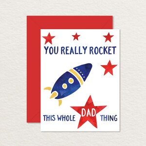 Carte de fête des pères imprimable / Carte de fête des pères drôle A2 / You Really Rocket Card / Pun Card / Card for Dad