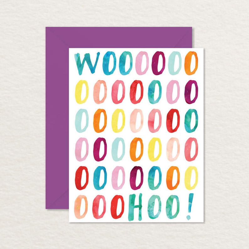 Printable Birthday Card / Happy Printable Birthday / Funny Birthday Card / Woohoo A2 / Watercolor Birthday Printable image 1