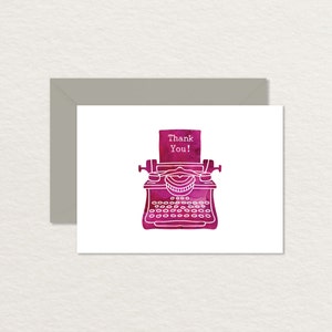 Cartão de agradecimento imprimível / Cartão de máquina de escrever em aquarela 4 barras / Cartão de agradecimento de casamento / Artigos de papelaria para máquina de escrever imprimível / Obrigado simples