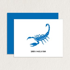 Printable I&#39;m Sorry Card / Printable Apology Card / Scorpion Card / Pun Card / Sorry I Was a Pain Printable Greeting Card A2
