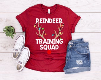 Christmas Running Shirt / Funny 5k Fun Run Holiday Workout T-Shirt Gift / Reindeer Christmas Lights Matching Team Group Family Photo