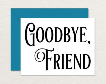 Printable Goodbye Card /  Vintage Goodbye Card / Printable Farewell Card / Goodbye Friend A2 / Moving Card / Bon Voyage Card