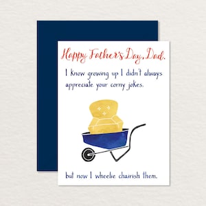 Funny Father&#39;s Day Card / Printable Father&#39;s Day Card / I Wheelie Chairish Your Jokes / Father&#39;s Day Pun Card / Card for Dad
