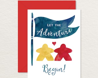 Meeples Printable Wedding Card / Printable Engagement Card / Relationship Card /  Nerdy Printable / Adventure Card / Love Card
