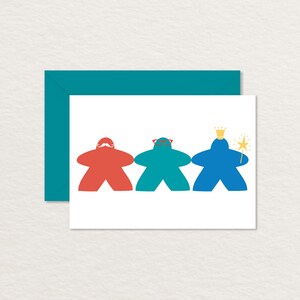 Cartão de notas imprimível / Meeples de 4 barras fora do relógio / Cartão de jogo de tabuleiro / Cartão Nerdy