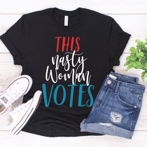 Camisa de mulher desagradável/Esta mulher desagradável vota/camiseta política feminista/camisa de votação vermelha branca azul/presente de feminismo