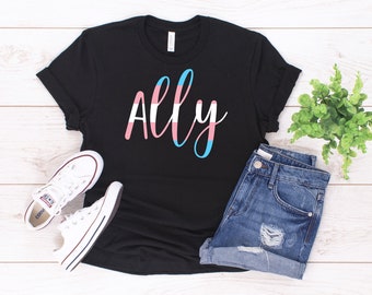 Ally T-Shirt / Trans Pride Flag Unisex Shirt / Pride Parade Transgender Support Tee / LGBTQ Gift / Equality Social Justice Protest Resist