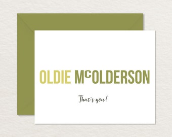 Printable Birthday Card A2 / Funny Birthday Card / Over the Hill Card / Oldie McOlderson