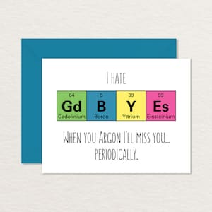 Goodbye Card Printable /  Funny Goodbye Card / Nerdy Goodbye Card / Moving Card / Printable Farewell A2 / Funny Retirement / Science Card