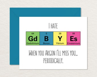 Goodbye Card Printable /  Funny Goodbye Card / Nerdy Goodbye Card / Moving Card / Printable Farewell A2 / Funny Retirement / Science Card