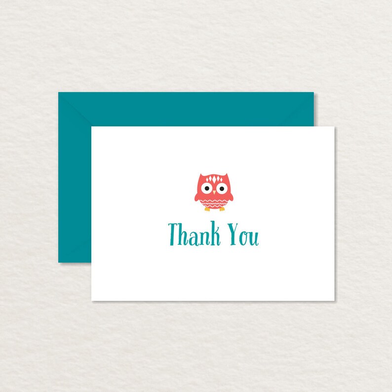 Printable Thank You Card / / Owl Thank You Card / Little Owl 4 Bar / Owl Stationery / Baby ...