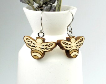 Bumble Bee Drop Earrings | Laser Cut Nature Jewellery