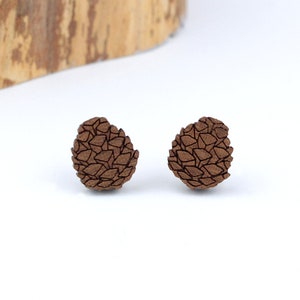 Pinecone Stud Earrings Laser Cut Nature Jewellery image 1