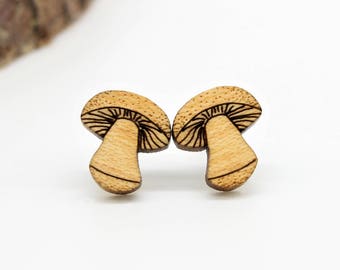 Mushroom Stud Earrings | Laser Cut Nature Jewellery