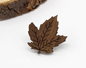 Maple Leaf Pin Brooch | Laser Cut Nature Jewellery