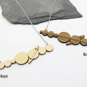 Solar System Necklace Laser Cut Space & Science Jewellery Wooden Jewellery image 2