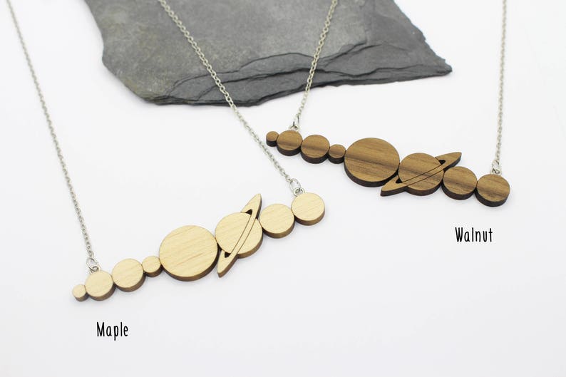 Solar System Necklace Laser Cut Space & Science Jewellery Wooden Jewellery image 2