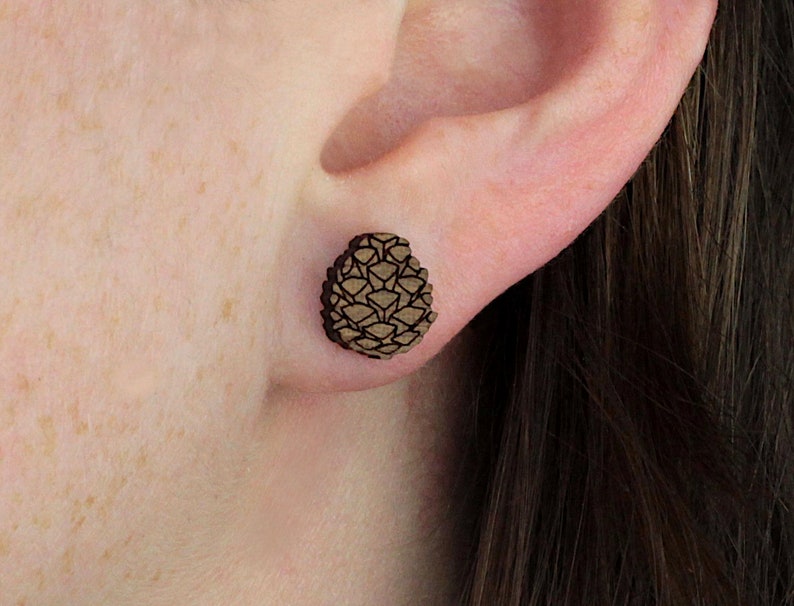 Pinecone Stud Earrings Laser Cut Nature Jewellery image 3