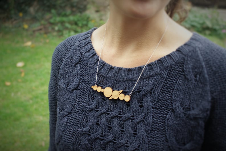 Solar System Necklace Laser Cut Space & Science Jewellery Wooden Jewellery image 3