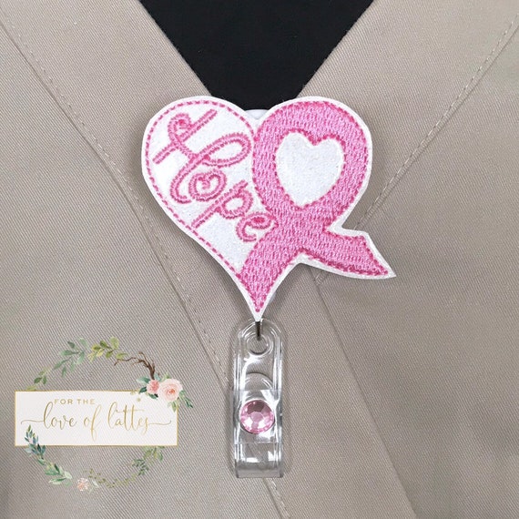 Breast Cancer Awareness Badge Reel, ID Holder, Nurse Badge, Name Tag  Holder, Medical Badge, Awareness Ribbon, Pink Ribbon, Hope for a Cure 