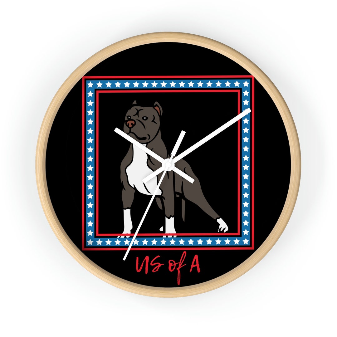 Pit Bull Wall Clock Wall Clock Pit Bull Usa Usa Bar Clock Etsy