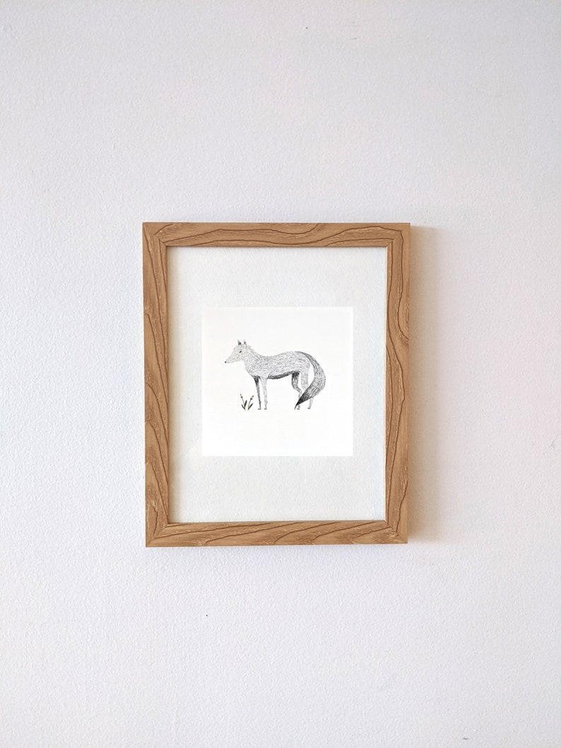 Wolf Animal Illustration/Digital Print on White Card Stock image 1