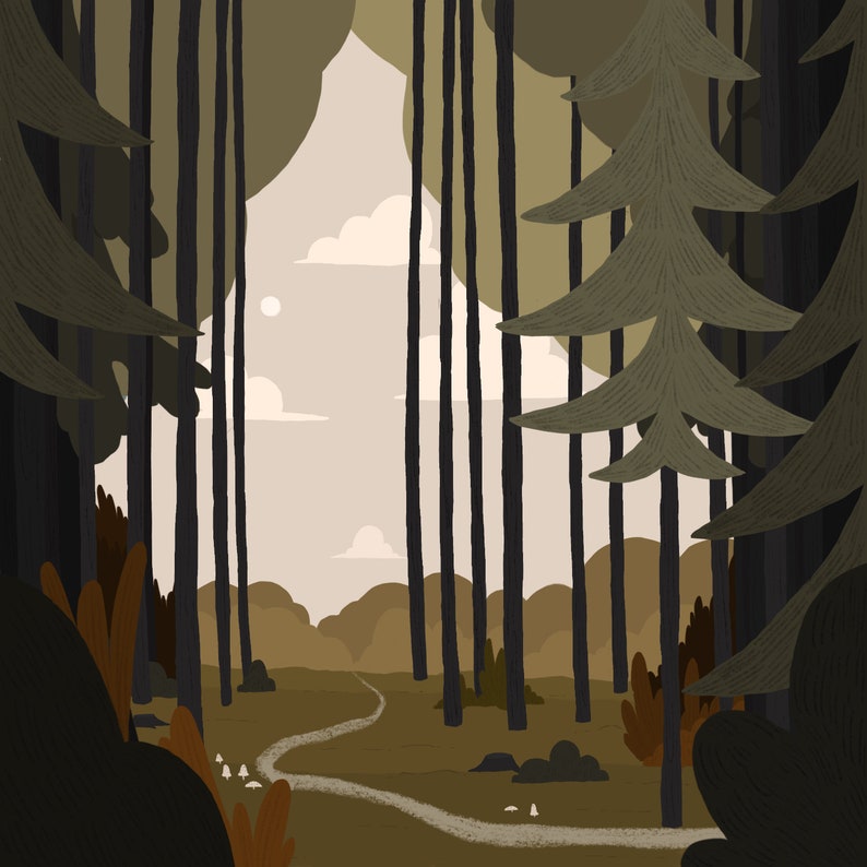 Woods and Forest Illustration Digital Print on White Card image 0