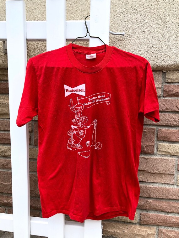 Vintage 80's Budweiser Easter Seal Softball T-shir