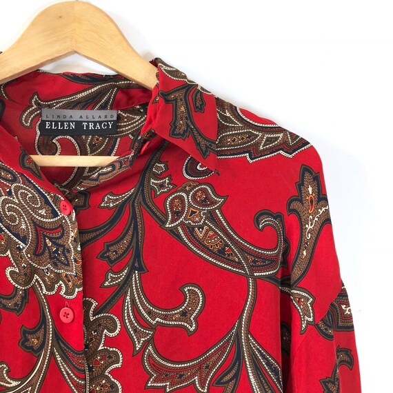 Vintage Ellen Tracy Paisley Silk Blouse