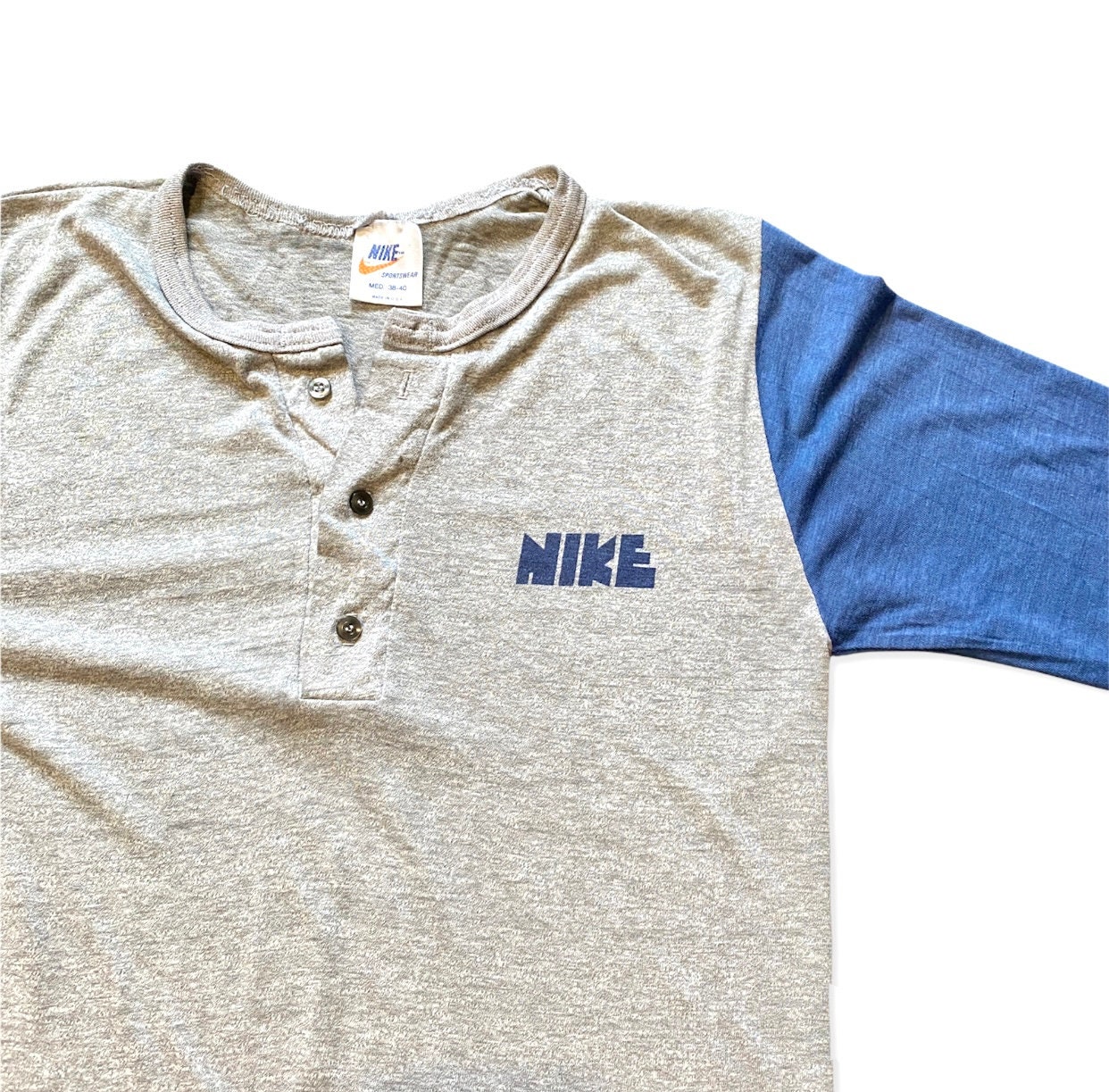 Vintage 70's Nike Block Letter Logo Henley Raglan T-shirt - Etsy
