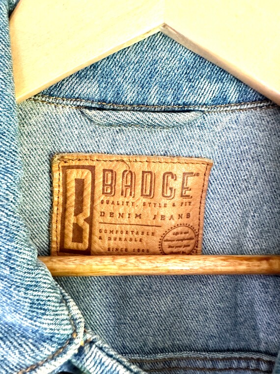 Vintage 80's Badge Patched Up Denim Jacket - image 3