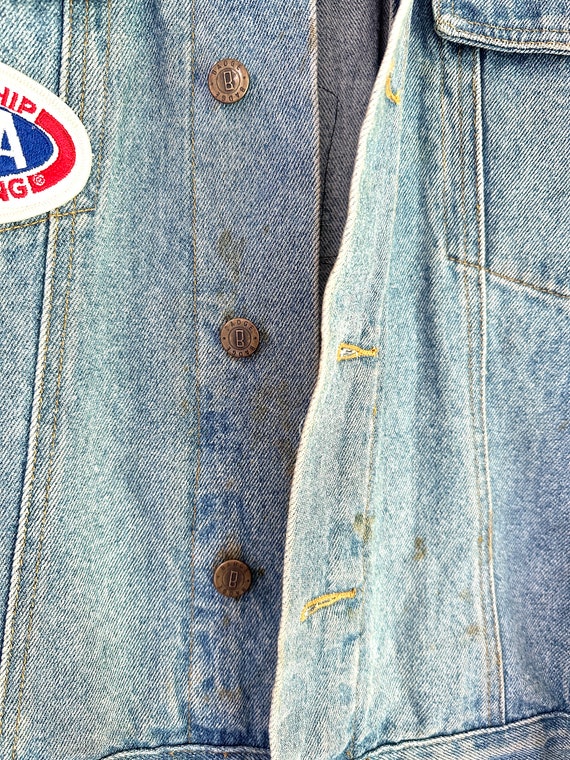 Vintage 80's Badge Patched Up Denim Jacket - image 4