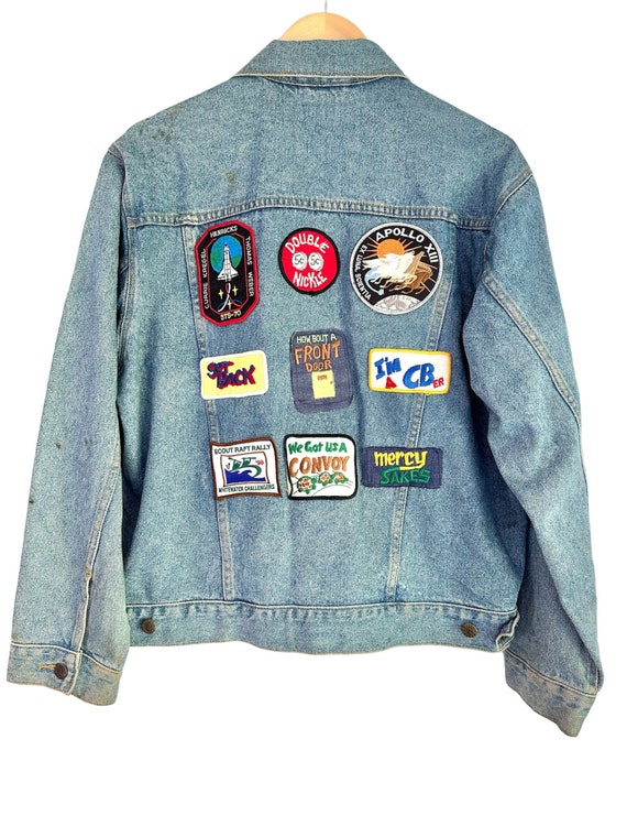Vintage 80's Badge Patched Up Denim Jacket - image 1